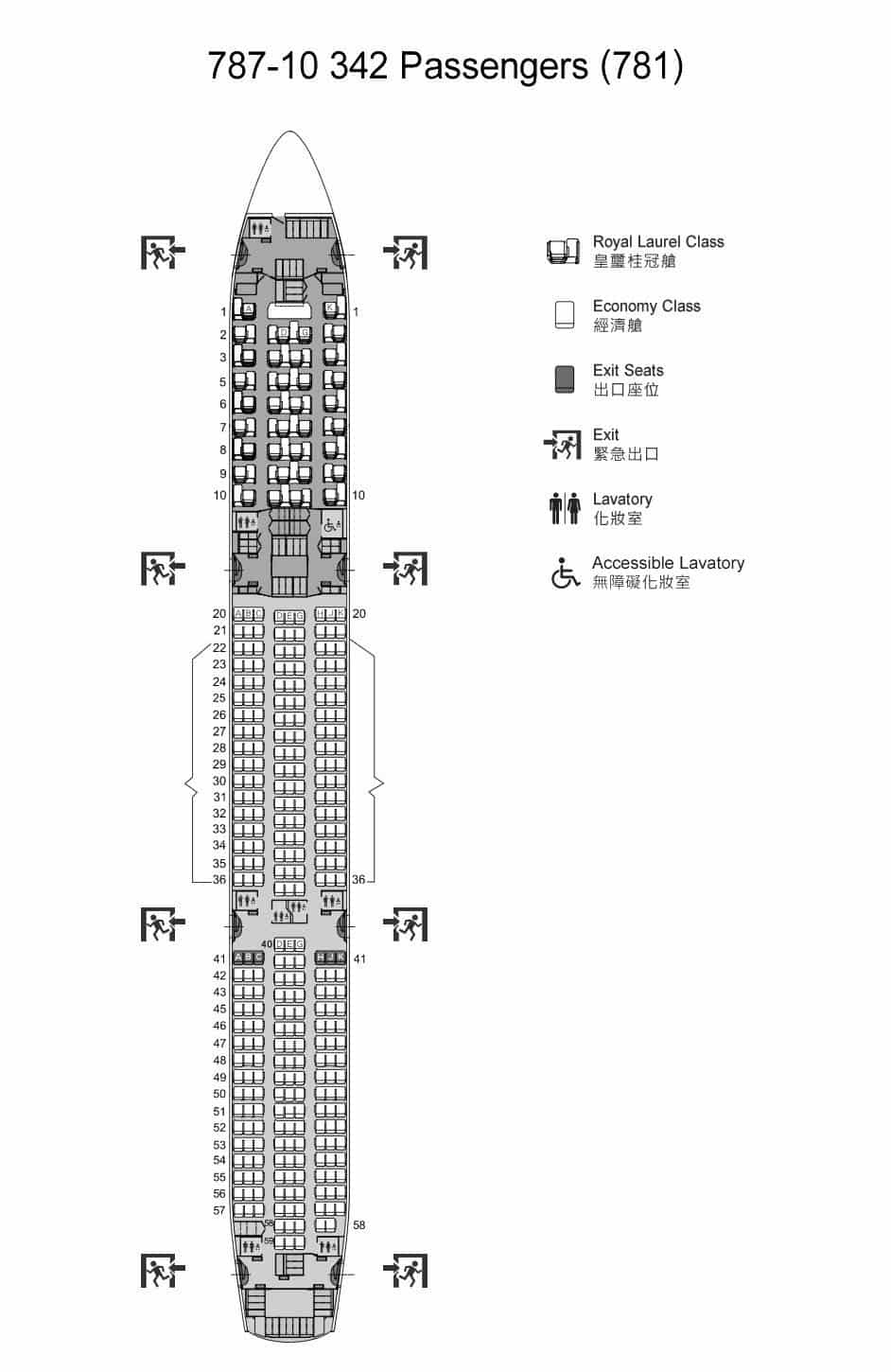 Eva Air - Seatmap B787-10