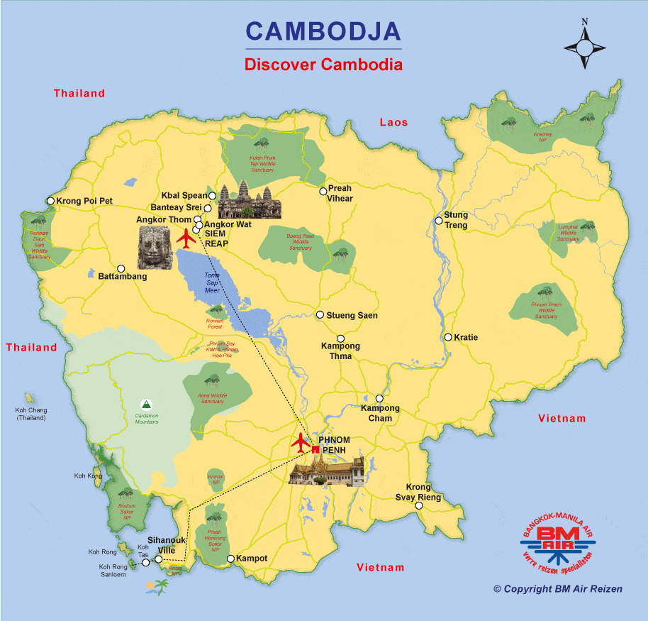 Kaart Rondreis Discover Cambodja