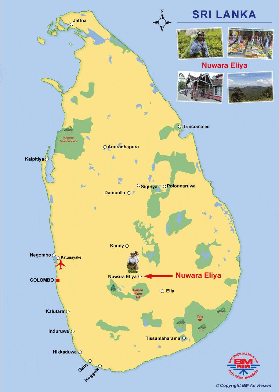 Kaart - Nuwara Eliya - Sri Lanka