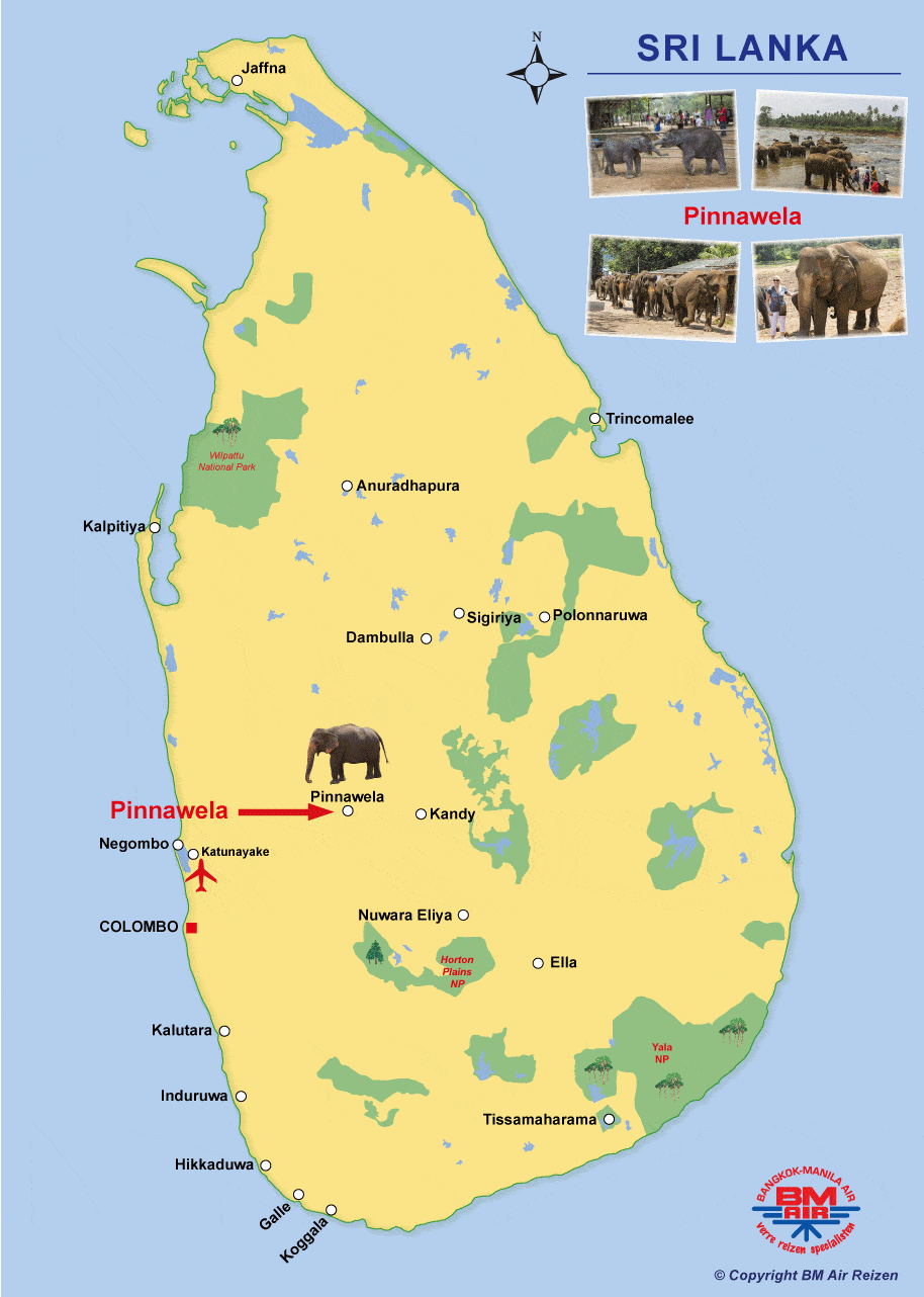 Kaart - Pinnawela - Sri Lanka