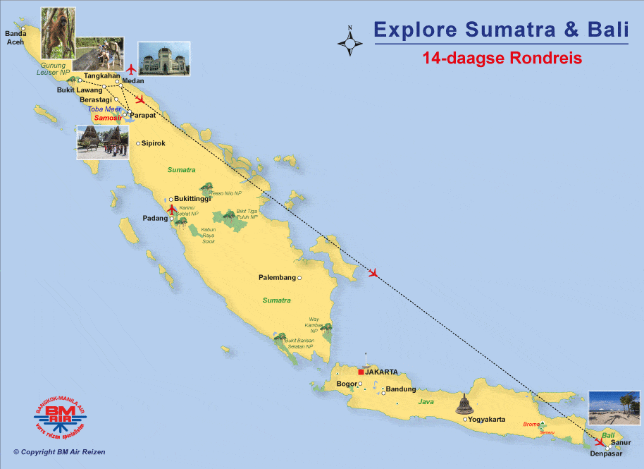Kaart Explore Sumatra en Bali
