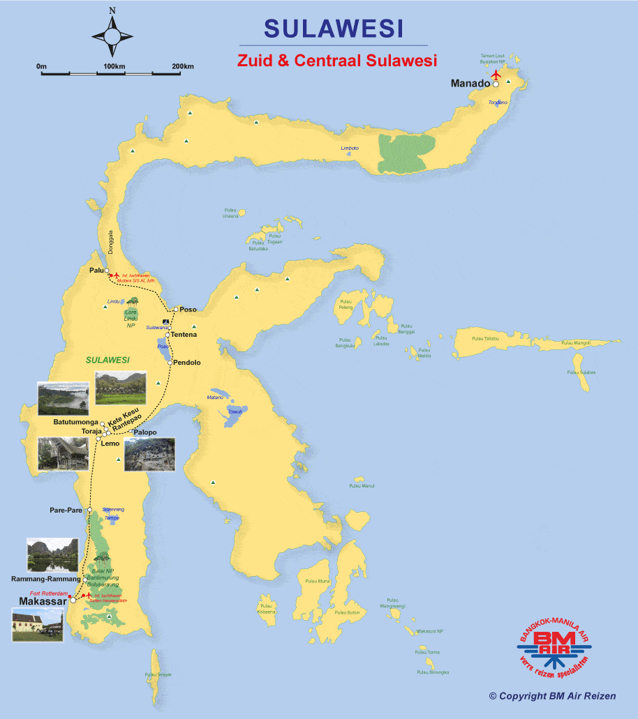 Kaart Zuid en Centraal Sulawesi