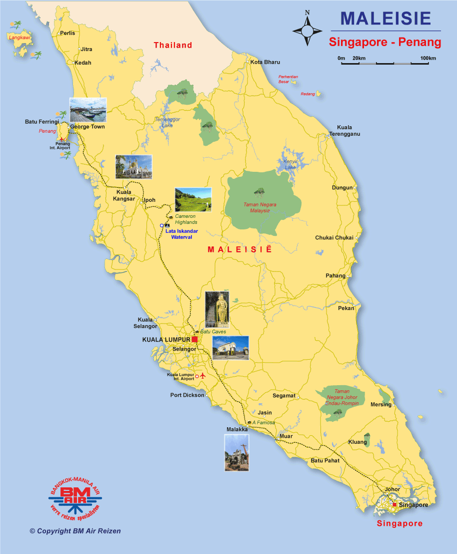 Kaart - Singapore naar Penang