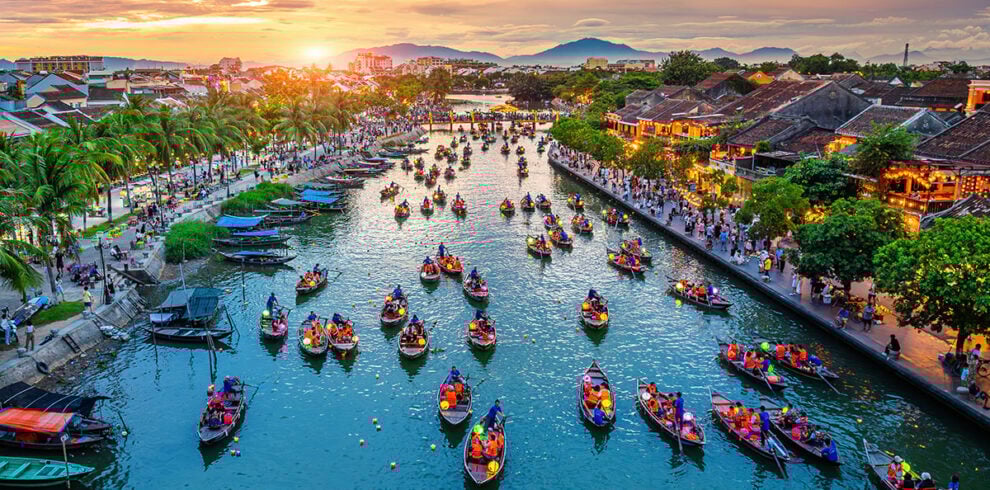 Luchtfoto van de oude stad Hoi An