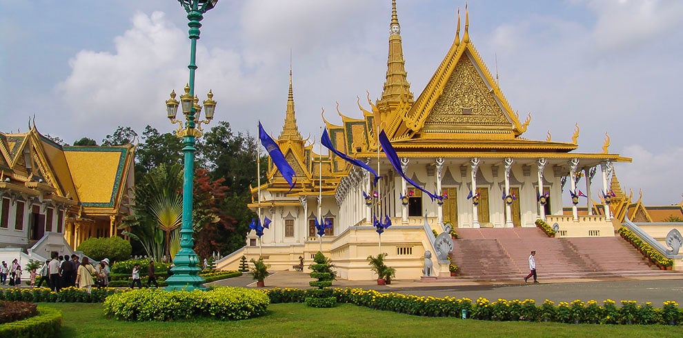 Het indrukwekkende Koninklijk Paleis in Phnom Penh, Cambodja