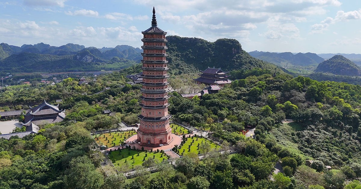 Luchtfoto van de Bai Dinh Pagoda in Ninh Binh, Vietnam