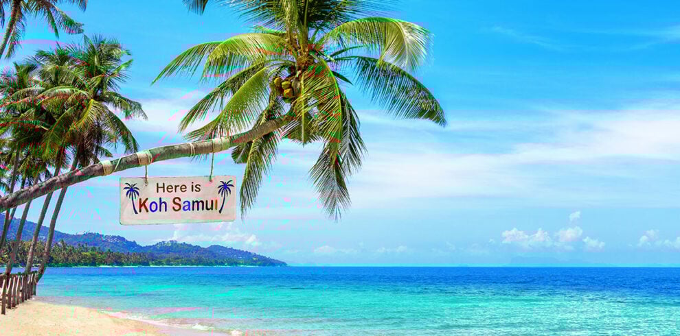 Een bord met de tekst Here is Koh Samui