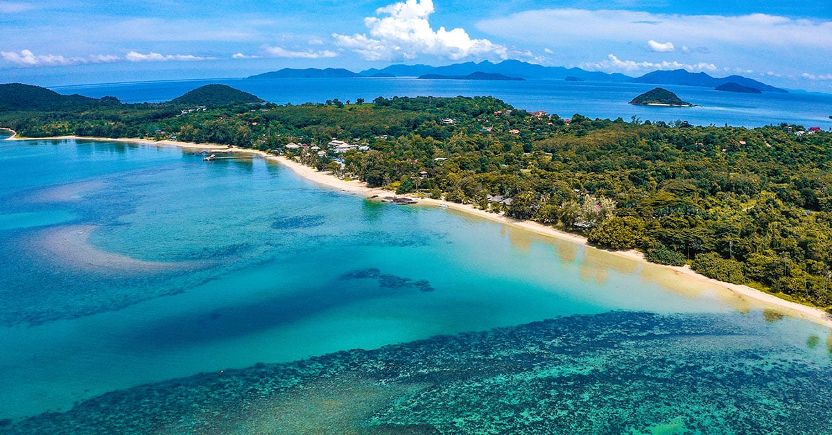 Luchtfoto van het tropische eiland Koh Mak, bij Koh Chang