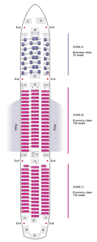 Seatmap Thai Airways Airbus A350