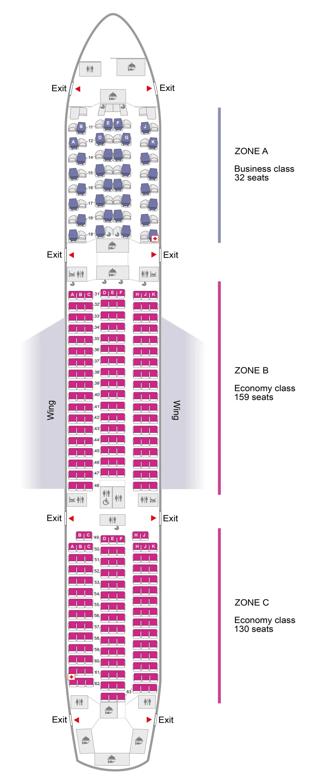 Seatmap Thai Airways Airbus A350