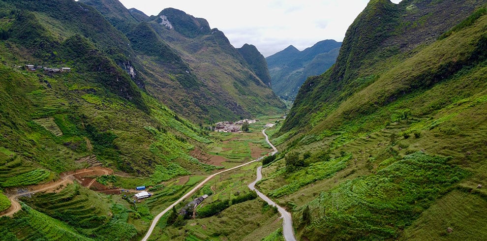 De Ma Pi Leng Pass op de Ha Giang Loop in Noord-Vietnam