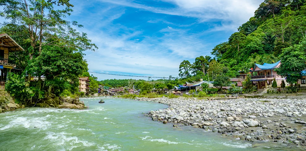 Het dorpje Bukit Lawang op Sumatra