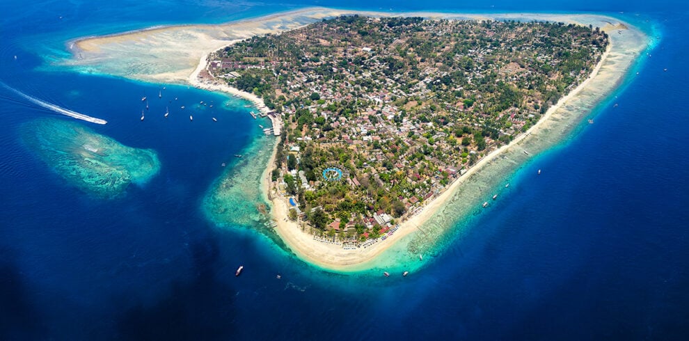 Luchtfoto van Gili Air, Lombok, Indonesie