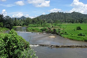 Het prachtige landschap bij Lubuk Linggau op Sumatra