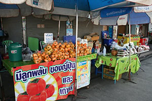Een kraampje langs de weg in Phitsanulok, Thailand
