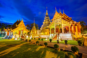 De Wat Phra Singh tempel in het oude centrum van Chiang Mai