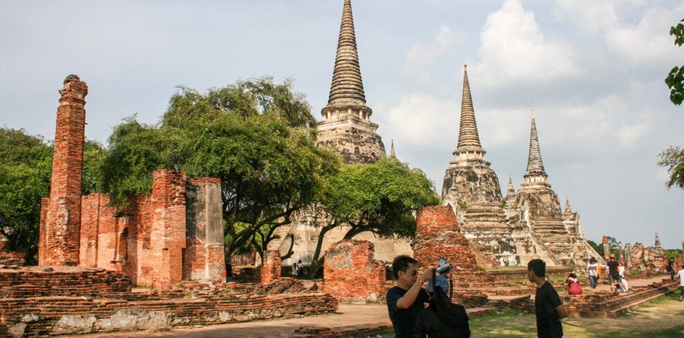 De Wat Phra Si Sanphet in het Ayutthaya Historical Park, Thailand