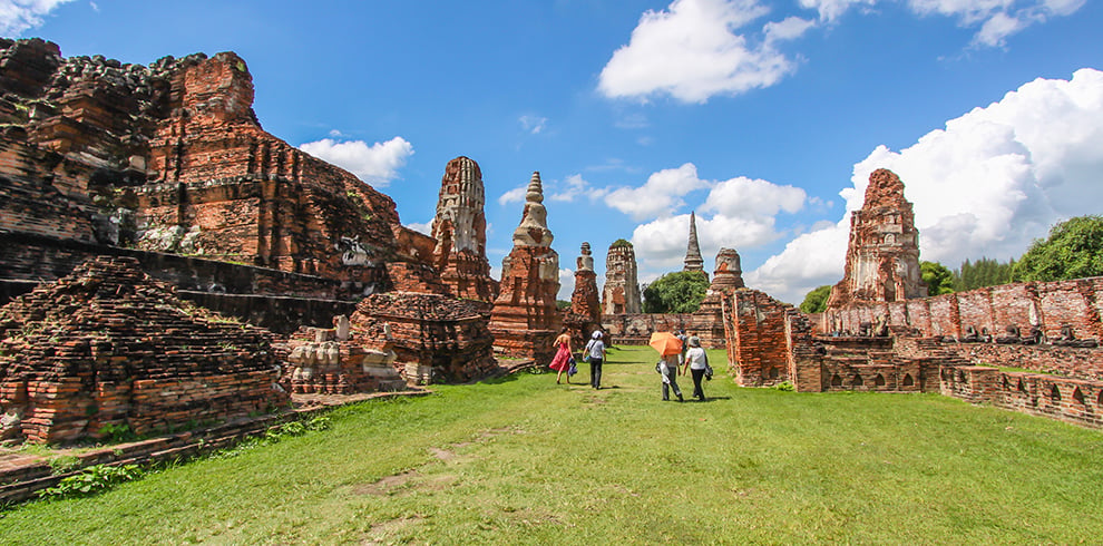 De Wat Mahathat in het Ayutthaya Historical Park, Thailand