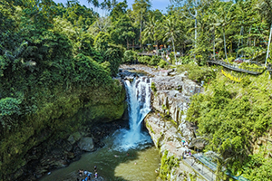Luchtfoto van de Tegenungan waterval in Ubud, Bali