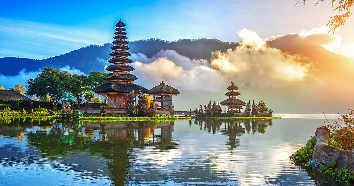De indrukwekkende Pura Ulun Danu Beratan op Lake Beratan, Bali.