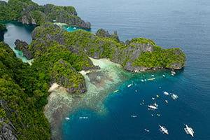 Luchtfoto van Big Lagoon in El Nido, Palawan