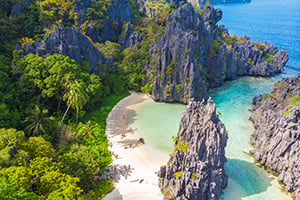 Luchtfoto van Hidden Beach op El Nido, Palawan