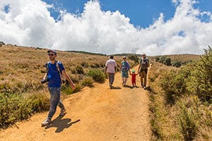 Toeristen wandelen door het Horton Plains National Park