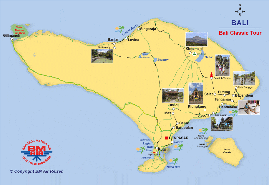 Kaart Bali Classic Tour