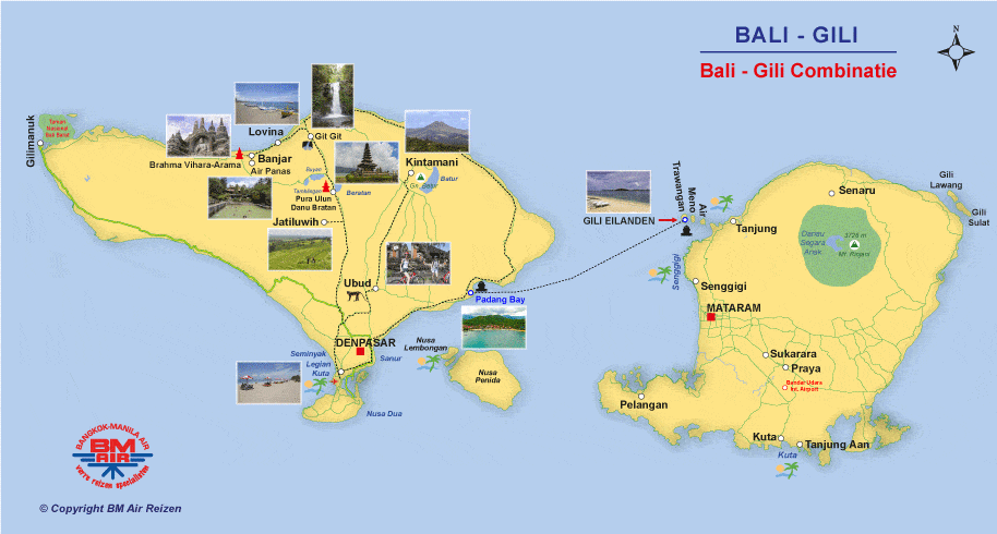 Kaart Bali - Gili Combinatie