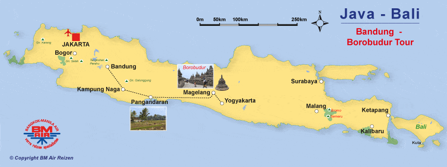 Kaart Bandung Borobudur Tour