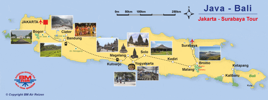 Kaart Jakarta - Surabaya Tour