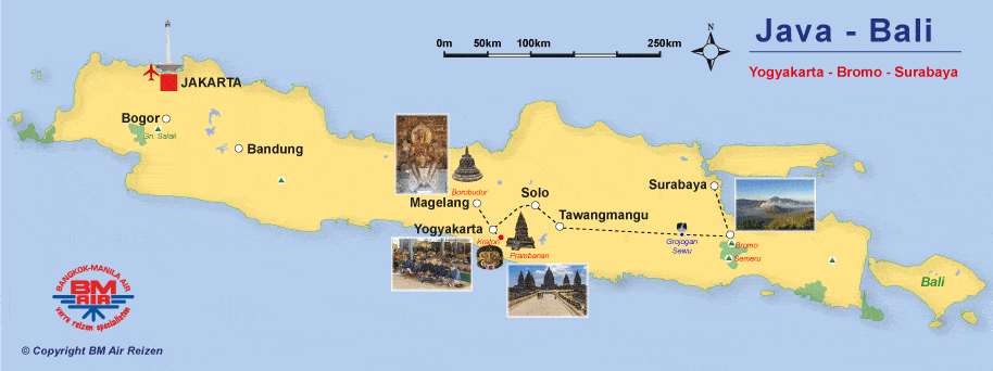 Kaart Yogyakarta Bromo Surabaya Tour