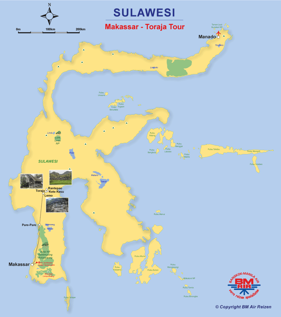 Kaart Sulawesi Makassar - Toraja Tour