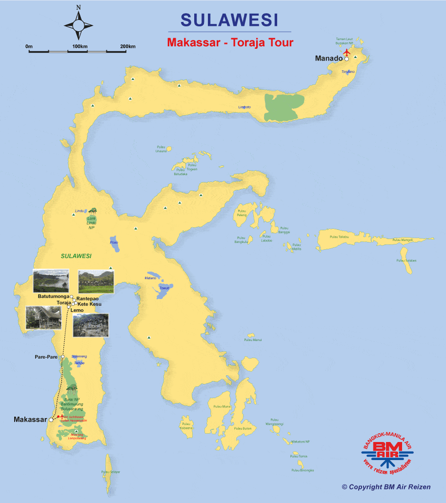 Kaart Sulawesi Makassar - Toraja Tour