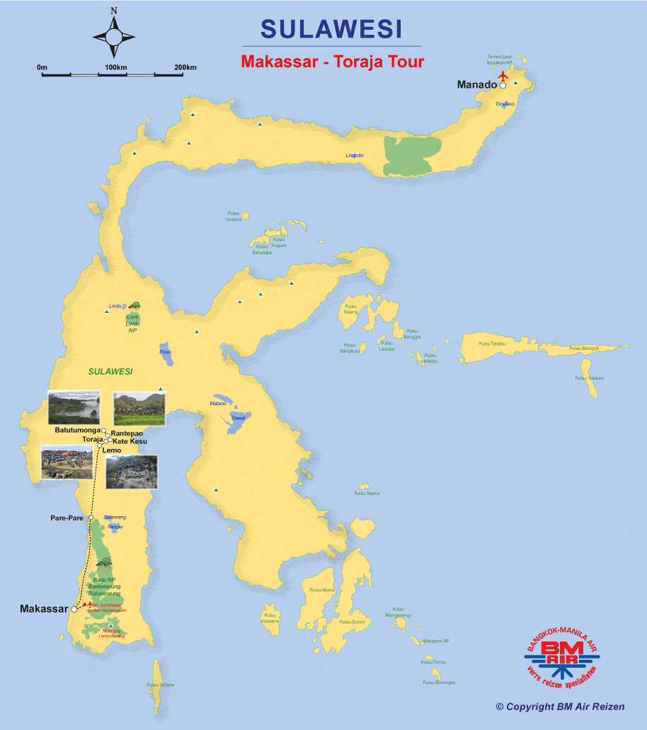 Kaart Sulawesi Makassar - Toraja Tour