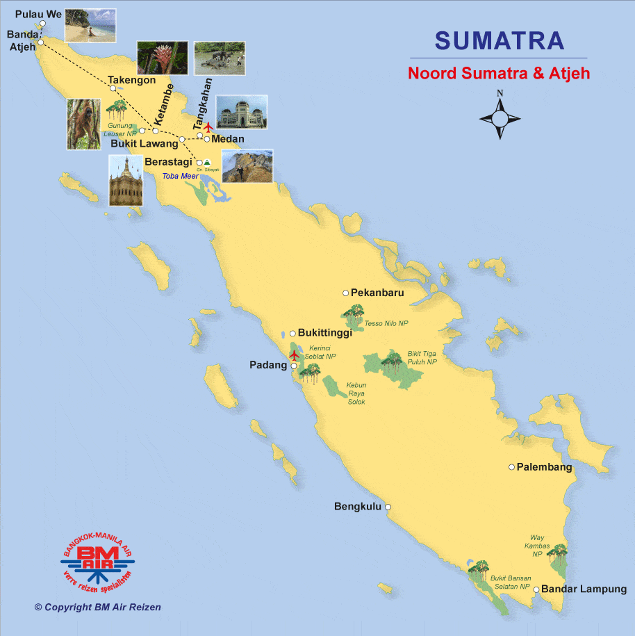Kaart Noord Sumatra en Atjeh