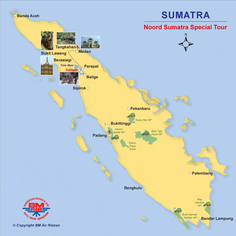 Kaart Noord Sumatra Special Tour