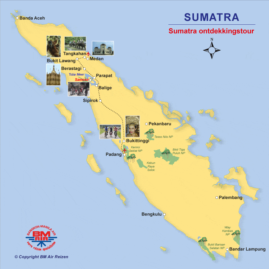 Kaart Sumatra ontdekkingstour