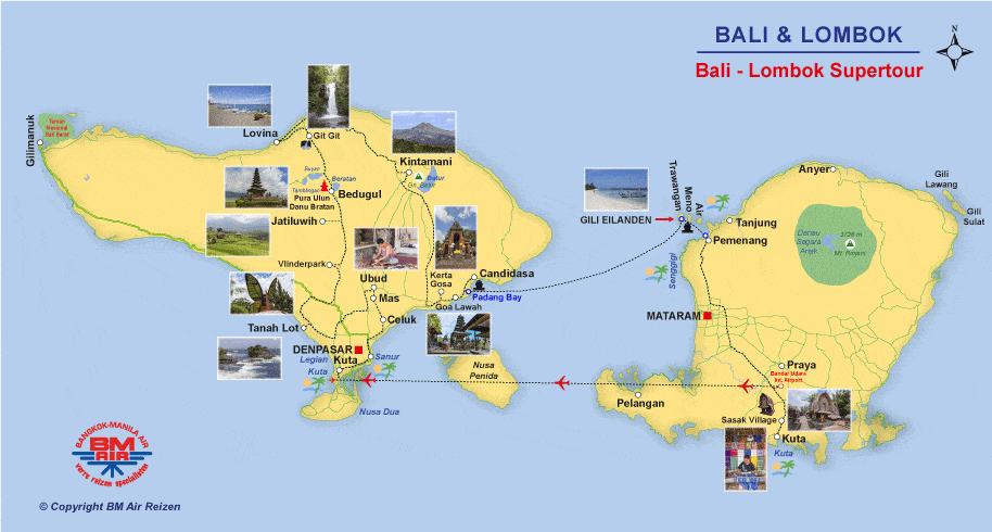 Kaart Bali - Lombok Supertour