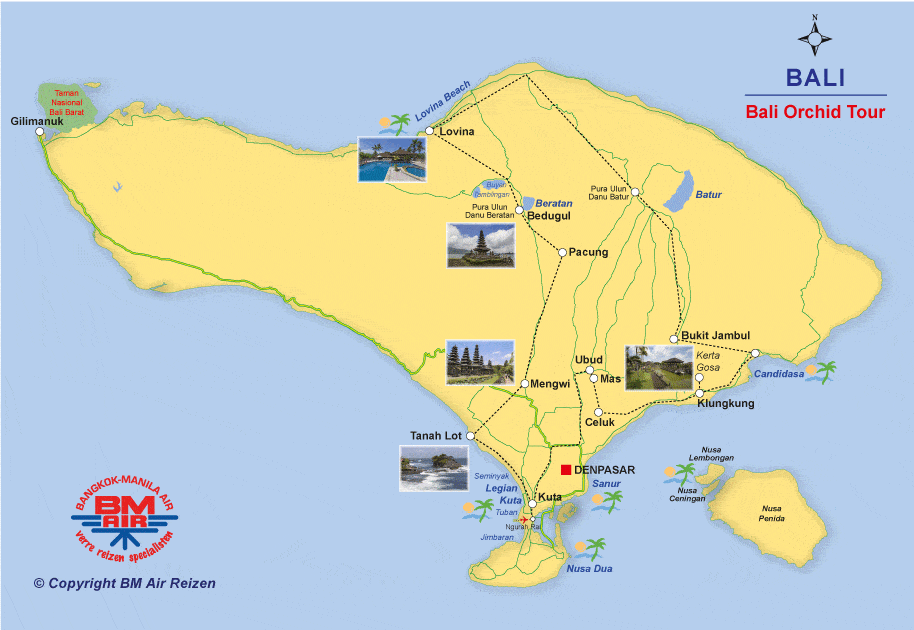 Kaart Bali Orchid Tour