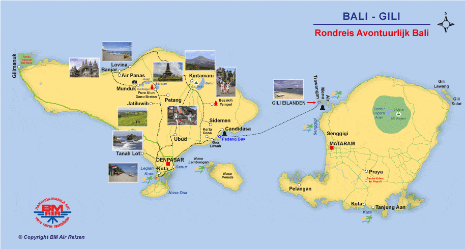 Kaart Rondreis Avontuurlijk Bali