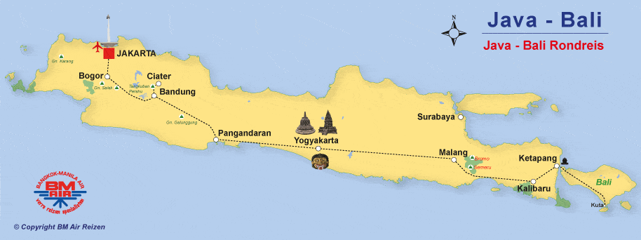 Kaart Java Bali Rondreis