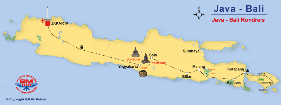 Kaart Java Bali Tour