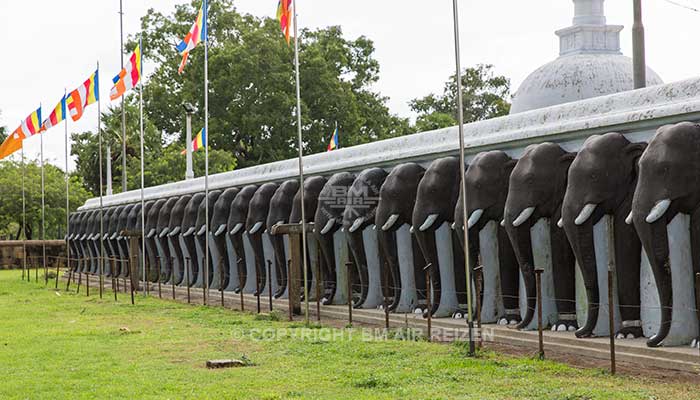 Sri Lanka - Anuradhapura - Elephant Wall bij de Ruwanweliseya