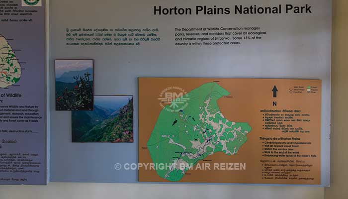 Sri Lanka - Horton Plains National Park - Bord plattegrond
