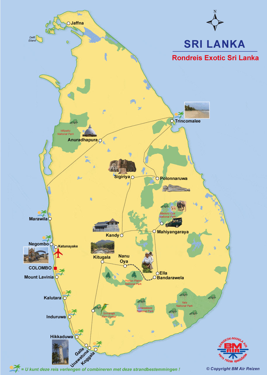 Kaart Rondreis Exotic Sri Lanka