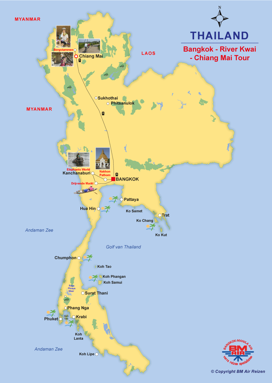 Kaart Kanchanaburi naar Chiang Mai