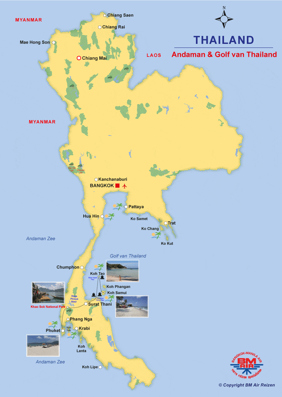 Kaart Andaman en Golf van Thailand