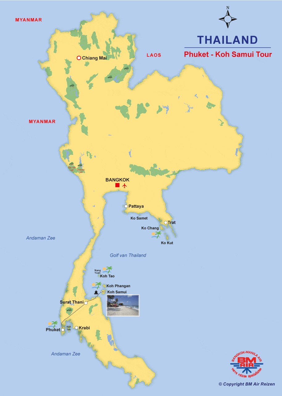 Kaart Phuket Koh Samui Tour