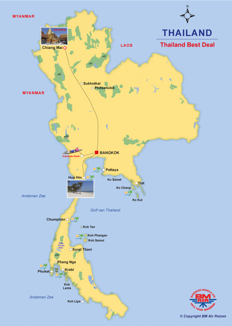 Kaart Rondreis Thailand - Best Deal
